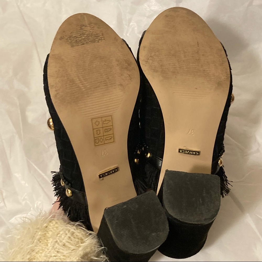 Carvela Kurt Geiger ‘Gander’ Mid Heel  Gold Studded Black Suede Mule Heels 37 - Picture 13 of 16